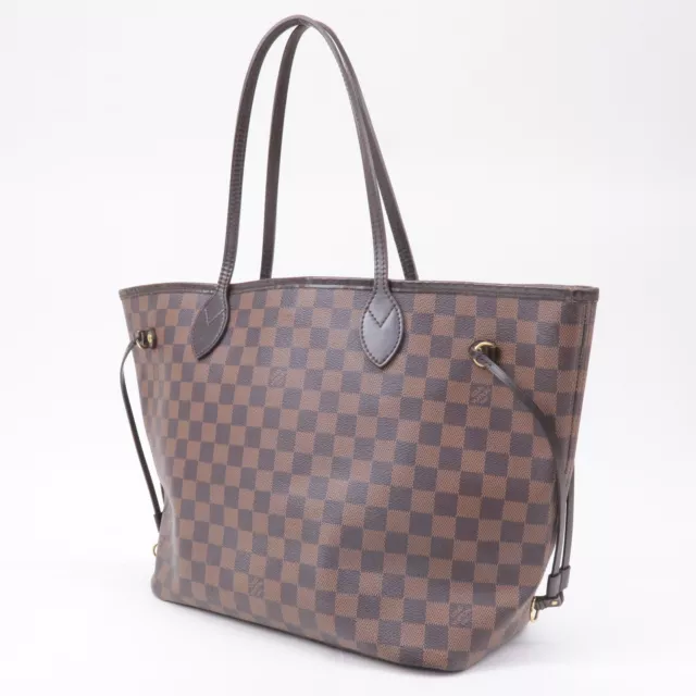 Auth Louis Vuitton Damier Ebene Neverfull MM Tote Bag Brown N51105 Used 3