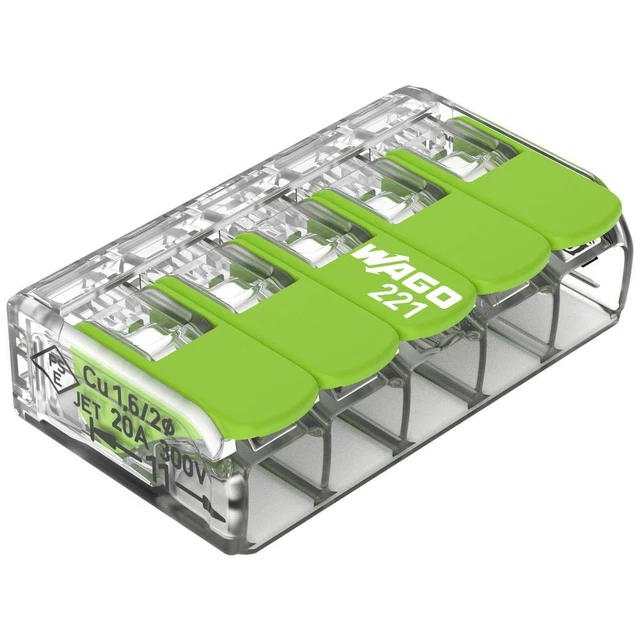 Borne de raccordement WAGO 221-425 flexible: 0.14-4 mm² rigide: 0.2-4 mm²