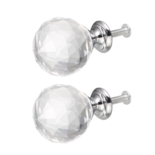Pull Knob 30mm Dia Aluminum Alloy Cabinet Pulls Drawer Knobs Silver Tone 2Pcs