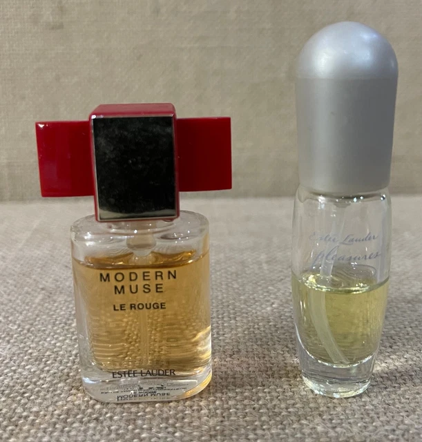 TWO Estee Lauder .14 Sprays * MODERN MUSE LE ROUGE Perfume & PLEASURES USED