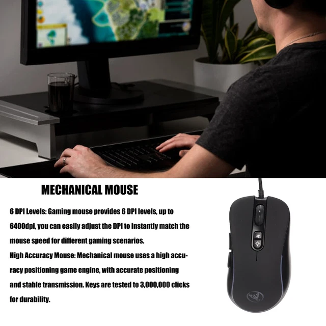 Computer Mouse Getting High MECHANICAL MOUSE 4800DPI Programmable High Accuracy Ergonomics Abs ...
