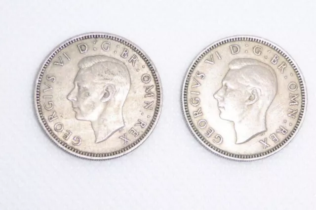 UK George VI 1951 x 2 ,One shilling English and Scottish crest XF + coins.