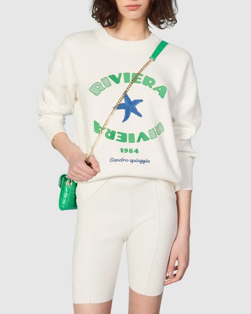 Pantaloncini Bici Sandro Andre 145€ Taglia 1S 36 Us4 Uk8 Bianchi Lavorati A Maglia Aderenti