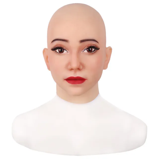 Silicone Mask With Makeup Female Face Headwear Realistic Crossdresser Masquerade