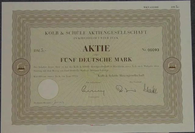 Kolb & Schüle AG 1995  5 DM