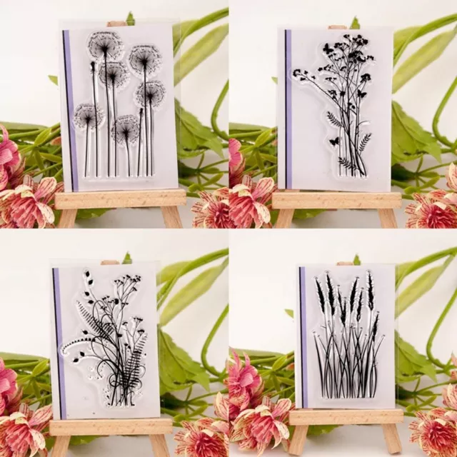 New Clear Craft Sheet Flower&Grass Scrapbook DIY Stamp Rubber Transparent