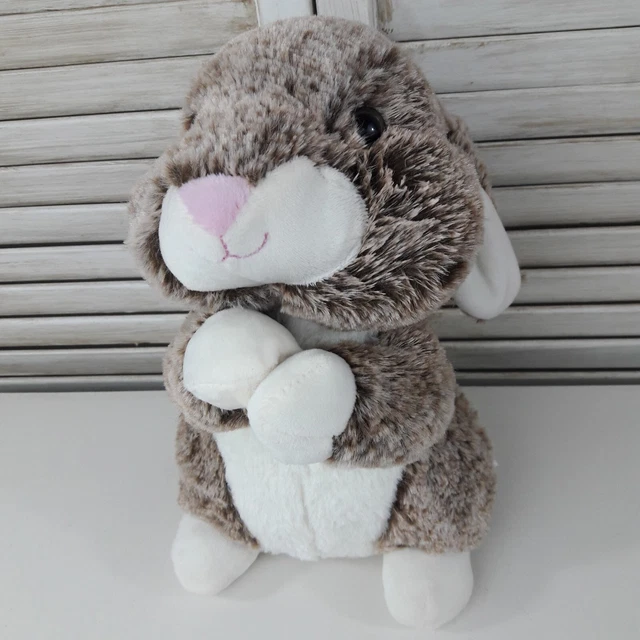 KELLYTOY REALISTIC BROWN & White Bunny Rabbit Plush Stuffed Animal ~10