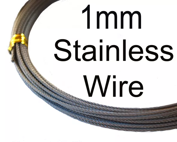 1mm 98kg 49 Strand Stainless Fishing Wire. 10m. 316 grade. Flexible. FAST POST