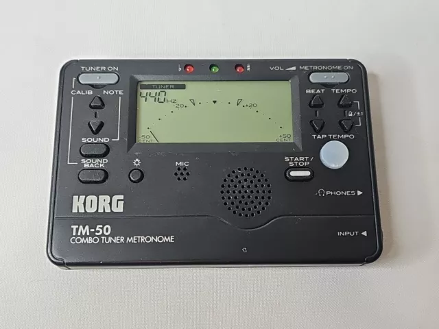 KORG TM-50 Combo Instrument Tuner and Metronome with Kickstand Black TESTED