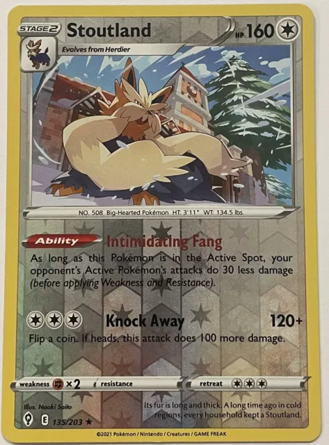 Stoutland Reverse Holo Rare (135/203) Pokemon Evolving Skies SWSH07 Near Mint