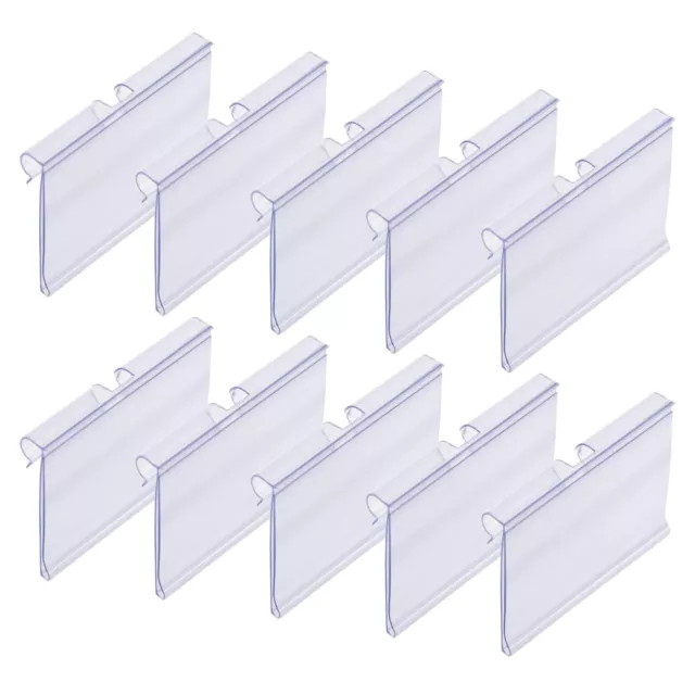 Lot Of 100 - Clear Plastic Label Holder Price Tag Shelf Peg Label Clip Removable