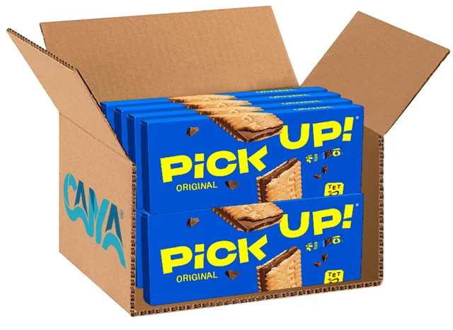 8X Pick Up Originale Snack Doppio Biscotto Tavoletta di Cioccolato al Latte 112g
