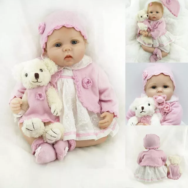 22" Reborn Dolls Lifelike Vinyl Silicone Newborn Doll Handmade Realistic Gift UK