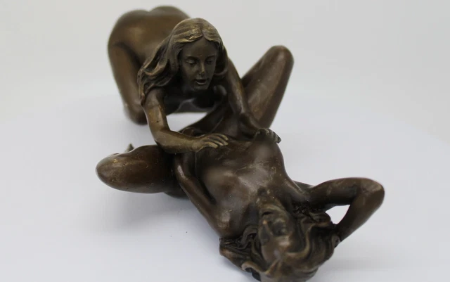 Estatua Pareja Sexy Art Deco Estilo Art Nouveau Estilo Bronce sólido Firmado 2