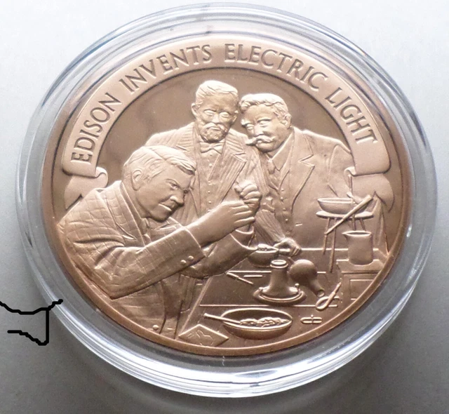 INVENTOR THOMAS ALVA Edison Practical Electric Light Bulb Large Bronze Medal 11.99 PicClick