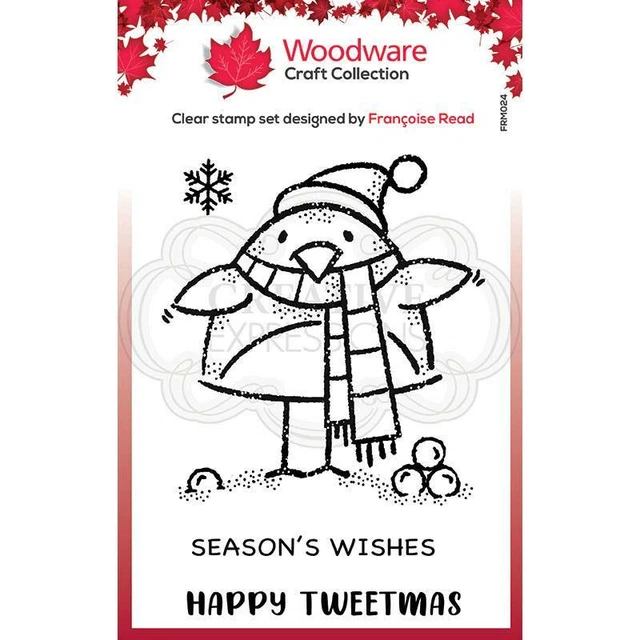 Woodware Tweetmas Robin Snowflake Greeting Clear Stamp Set Christmas Card Making