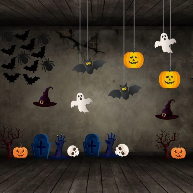 Kit de decoración de colgantes y recortes con temática de Halloween (32...