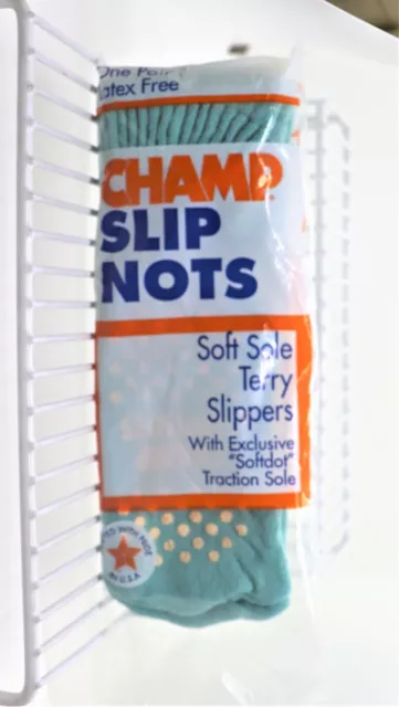Champ Slip Nots Adult 9-13 Hospital Soft Terry Slipper Socks Latex Free