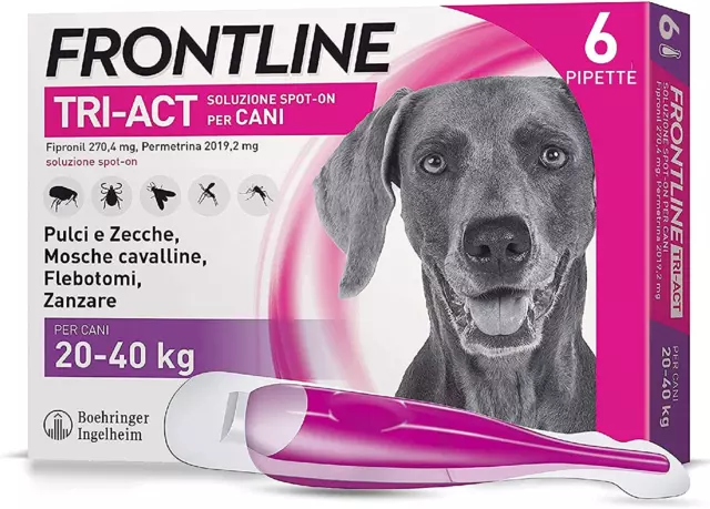 FRONTLINE Triact, 6 Pipette, Cane L (20 -40 Kg), Antiparassitario per Cani E Cuc