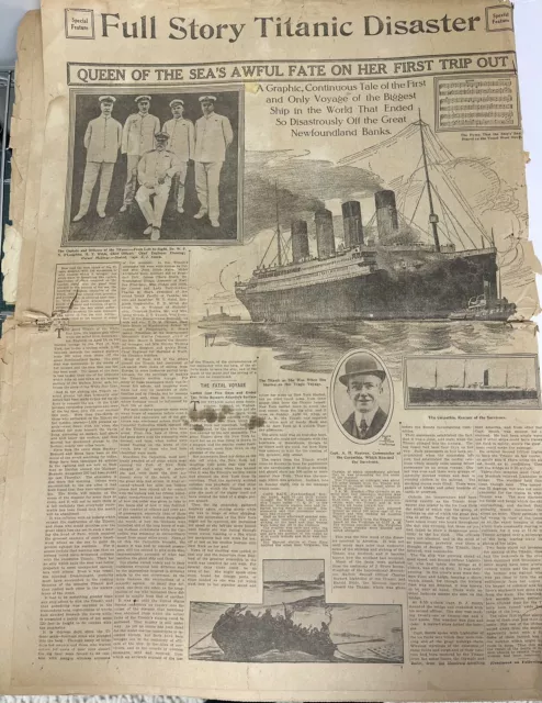 Rare Titanic Sinking Kalamazoo Gazette Newspaper April 30 1912 12 Pages