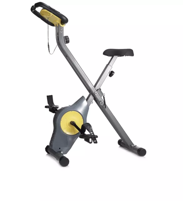 DAVINA FITNESS FOLDING Magnetic Exercise Bike Yellow Cyan And