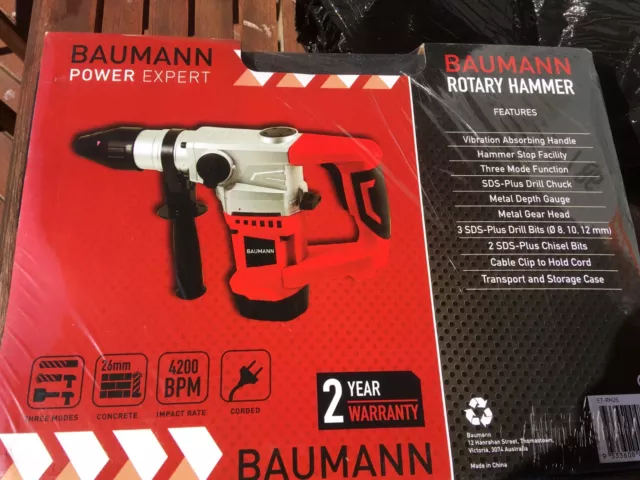 Baumann 900W SDS+ 3 Mode 26mm Rotary Hammer Drill - ET-RH26