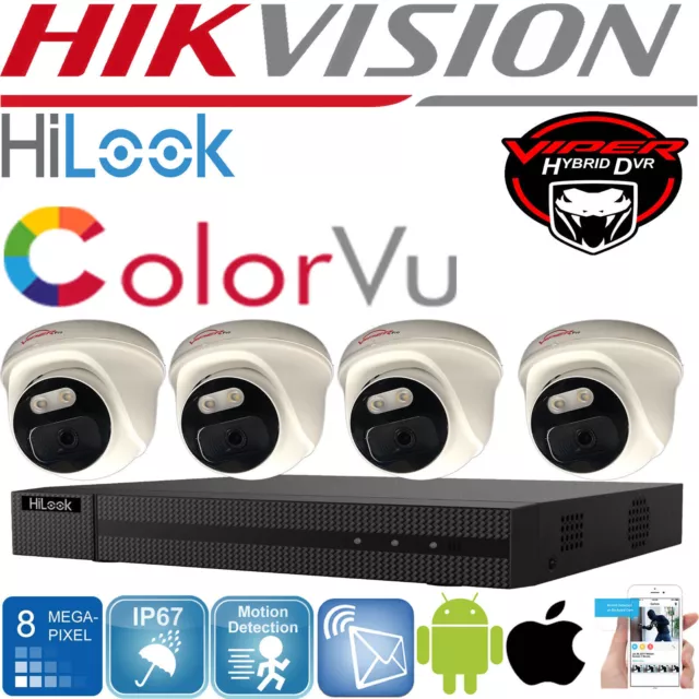 8Mp Hikvision Hilook A.i Dvr 4K Viper Pro Colorvu Cameras Cctv System Outdoor Uk