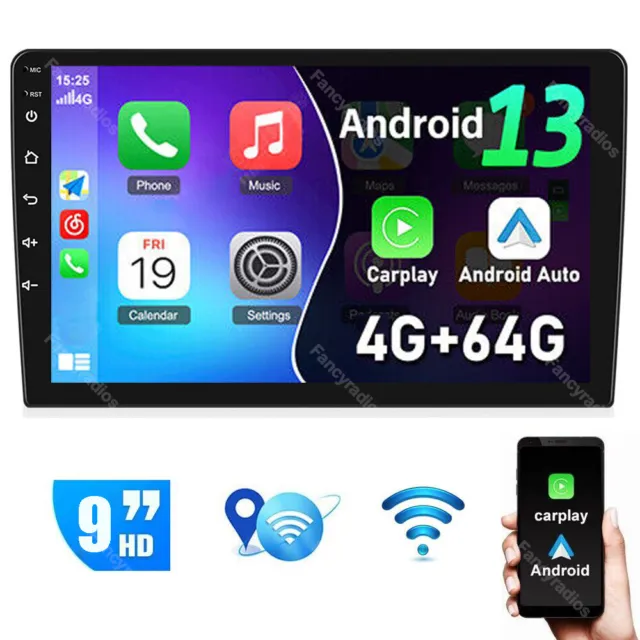 9 Inch 2 DIN Car Stereo Radio 4G+64GB Android 13.0 Apple Carplay GPS Navi WIFI