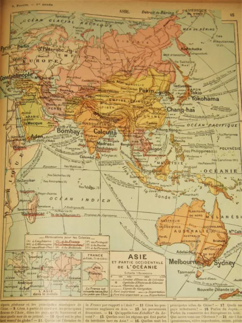 Antique Atlas Geographie FRANCE Color MAPS P Foncin 1900s Geography School BOOK