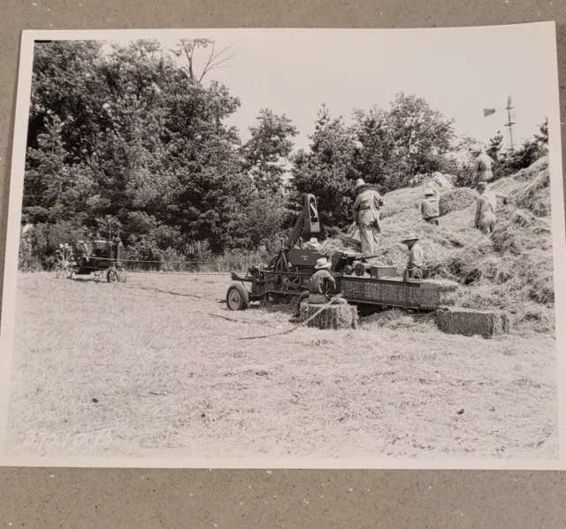 John Deere Tractor And Baler Early Days Hay Farming Vintage Photo Early 1900's 3