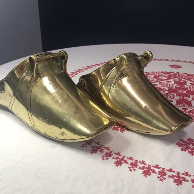 Antique Brass Shoe Stirrups Conquistador Spanish Colonial Ornate VTG 