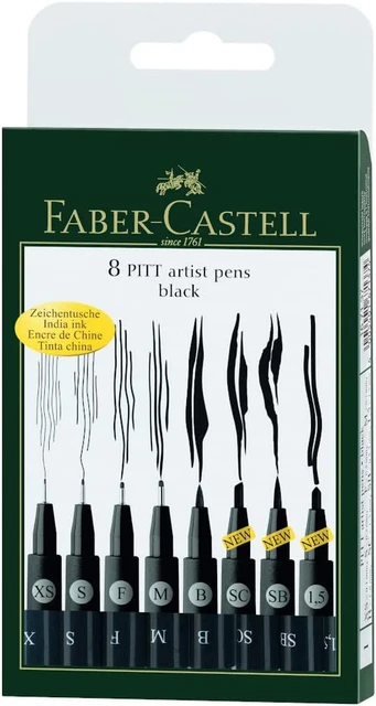 PITT Artist Pen - Felt-Tip Pens (Black, 8 Pieces)