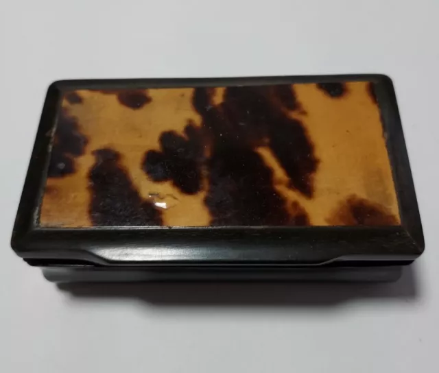 19th Century Antique Horn & Faux Tortoise Shell Veneer Hinged Lid Snuff Box