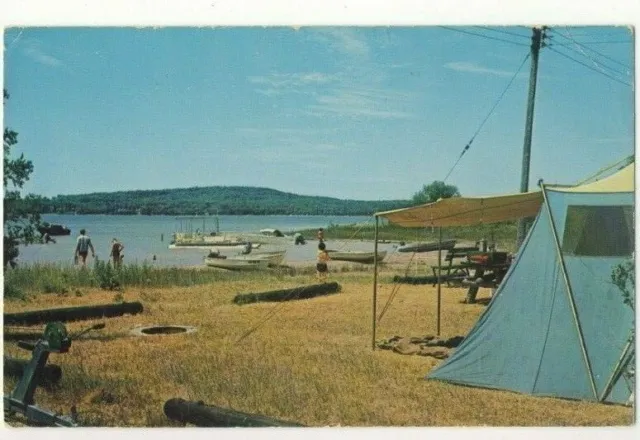 Young State Park Boyne City MI Michigan Lake Charlevoix Camping Chrome Postcard