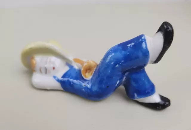 Vintage Ceramic Arts Studio 3" Blond Little Boy Blue Figurine with Horn Japan