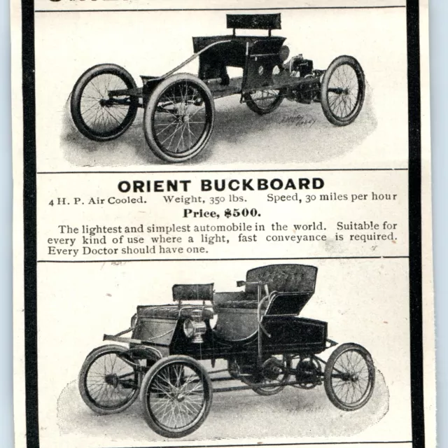 1903 Orient Automobiles Print Ad Waltham Mfg Buckboard Car Original Mass. 4A