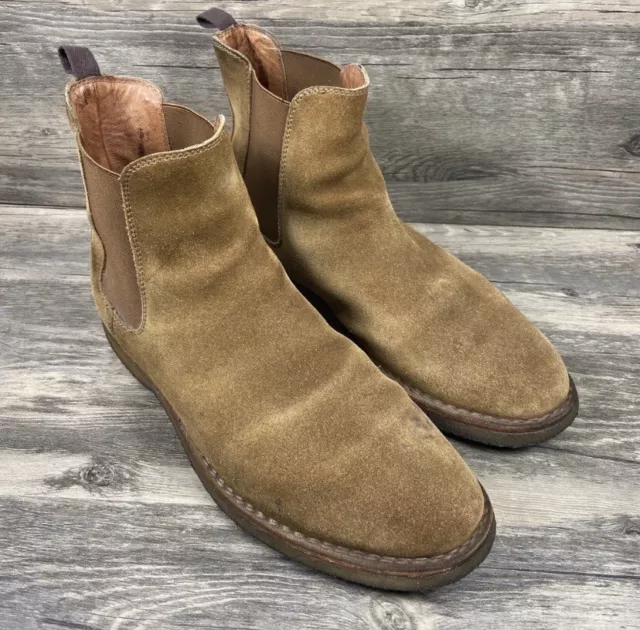 FRYE Arden MENS BROWN Tan SUEDE LEATHER PULL On ANKLE Chelsea BOOTS 8.5