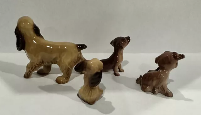 Cocker Spaniel Dogs Puppies Hagen Renaker 4 Miniature Ceramic HR Figurines 3