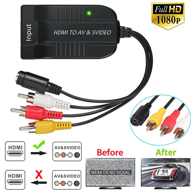 HDMI to Male AV+S-video/RCA Converter 1080P with Cable for PS4 PAL/NTSC q-