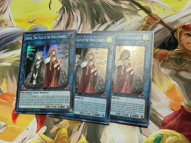 Yu-Gi-Oh 3x Isolde Two Tales Of The Noble knights Super Rare! AMDE EN052