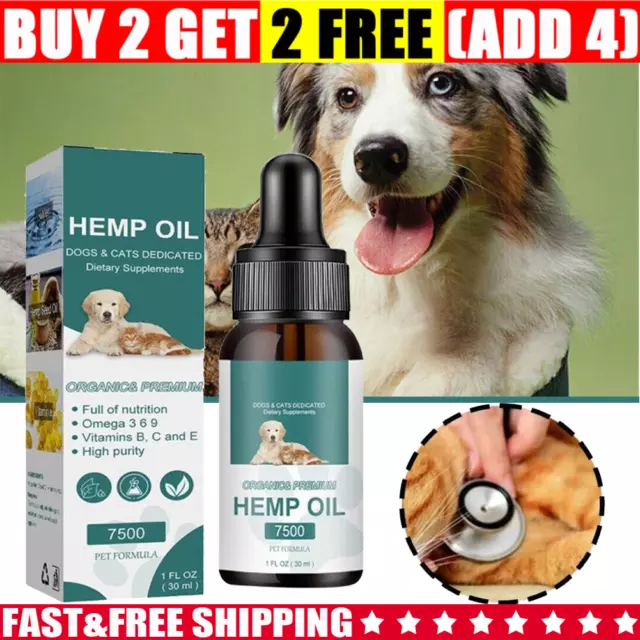 Hemp Oil for Dogs&Cats -Pet Anxiety Stress Pain Arthritis Aggressive Relax Sleep