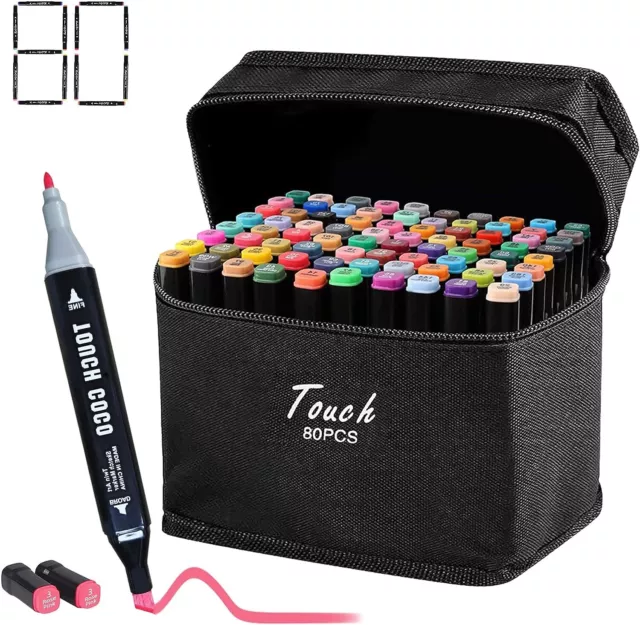 80 Colored Marker Set, Double Tip Markers Colouring Pens, Art pens for Drawing