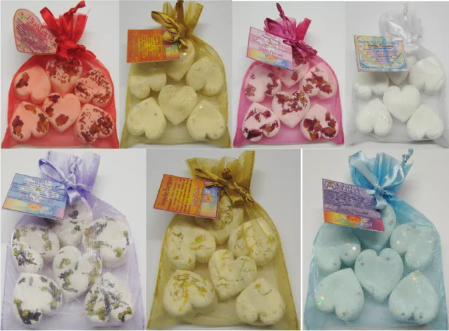 Organza Gift Bags With 6 X Essential Oil Bath Bomb Hearts