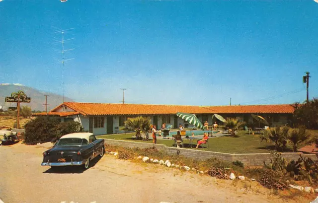 GREEN PALM LODGE Palm Desert, CA Roadside Palm Springs 1950s Vintage Postcard