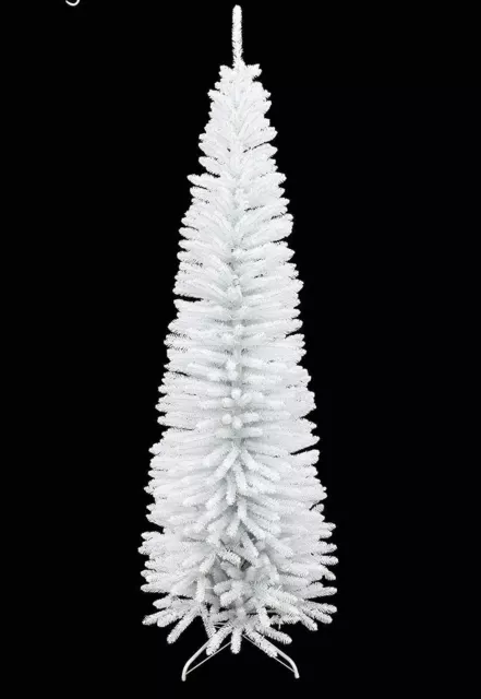 Slim White Christmas Tree Pencil Artificial Bushy Pine XMAS Home Decoration 5FT