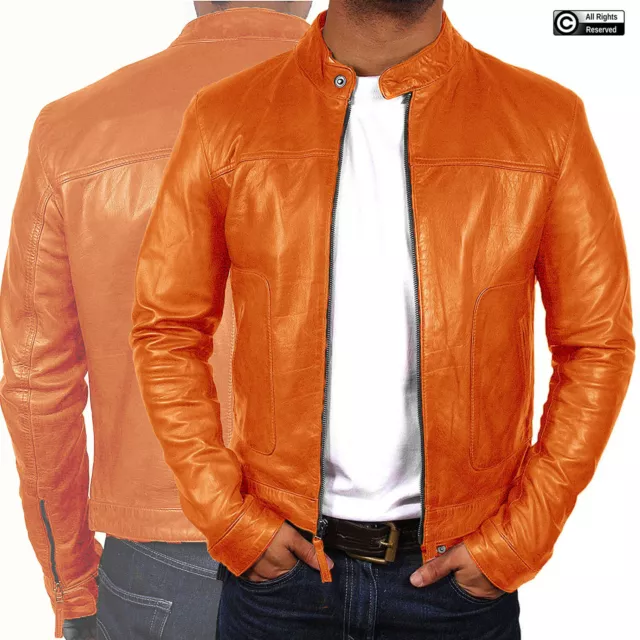 Gearswears Men's Yellow Leather Jacket - Classic Style, Genuine Leather  Jacket