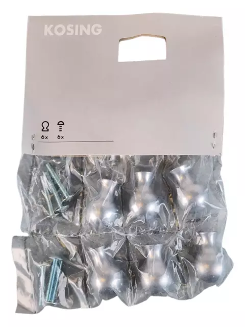 IKEA KOSING 6 pk, 18260 Brushed Nickel Silver Metal Cabinet Door Drawer Pull NEW