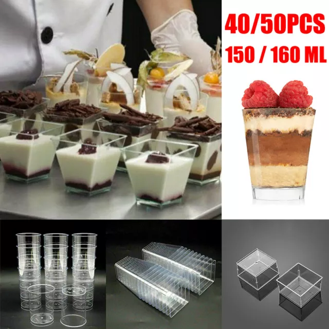 40-50 PCS Mousse Cake Dessert Cups Clear Plastic Sample Drink Wine Jelly Tumbler