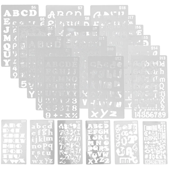 Uk Lettering 24 PCS ENGLISH Alphabet Template Calligraphy Stencil Letters ...