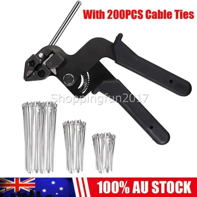 Cable Tie Gun Stainless Steel Zip Cable Ties Automatic Tensioner Cutter Tool AU